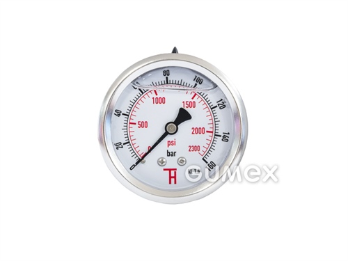 Glyzerin-Manometer mit dem Anschluss hinten, 63mm, Außengewinde G 1/4", 0-160bar, -40°C/+60°C, 